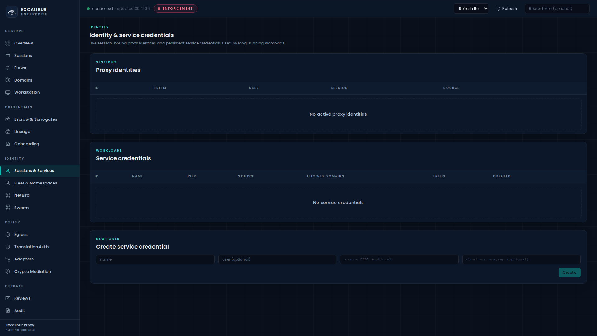 Sessions & Services page