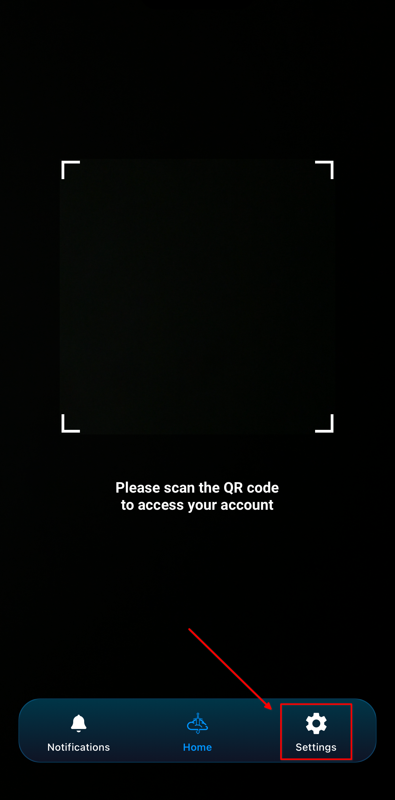 Excalibur Token main screen with Settings icon highlighted